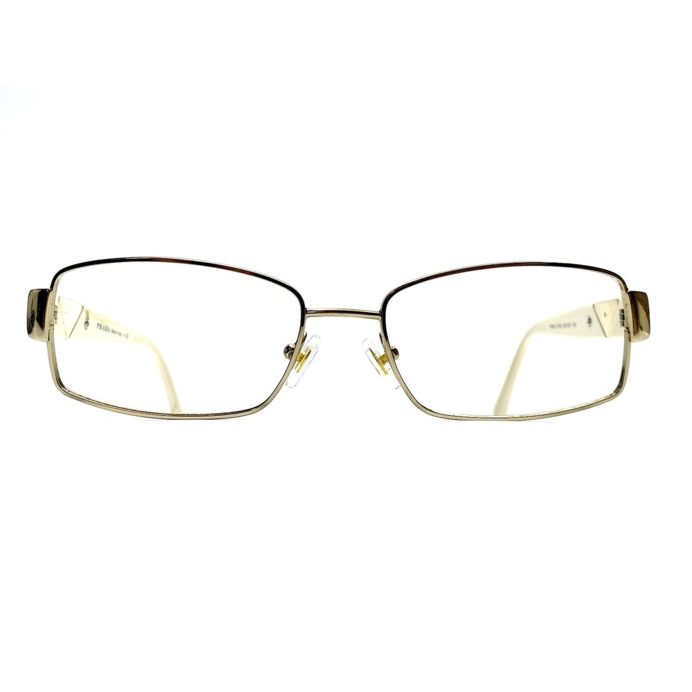 Prada Gold Off White Cream Rectangular Glasses Italy VPR56N ZVN101 51 16 135
